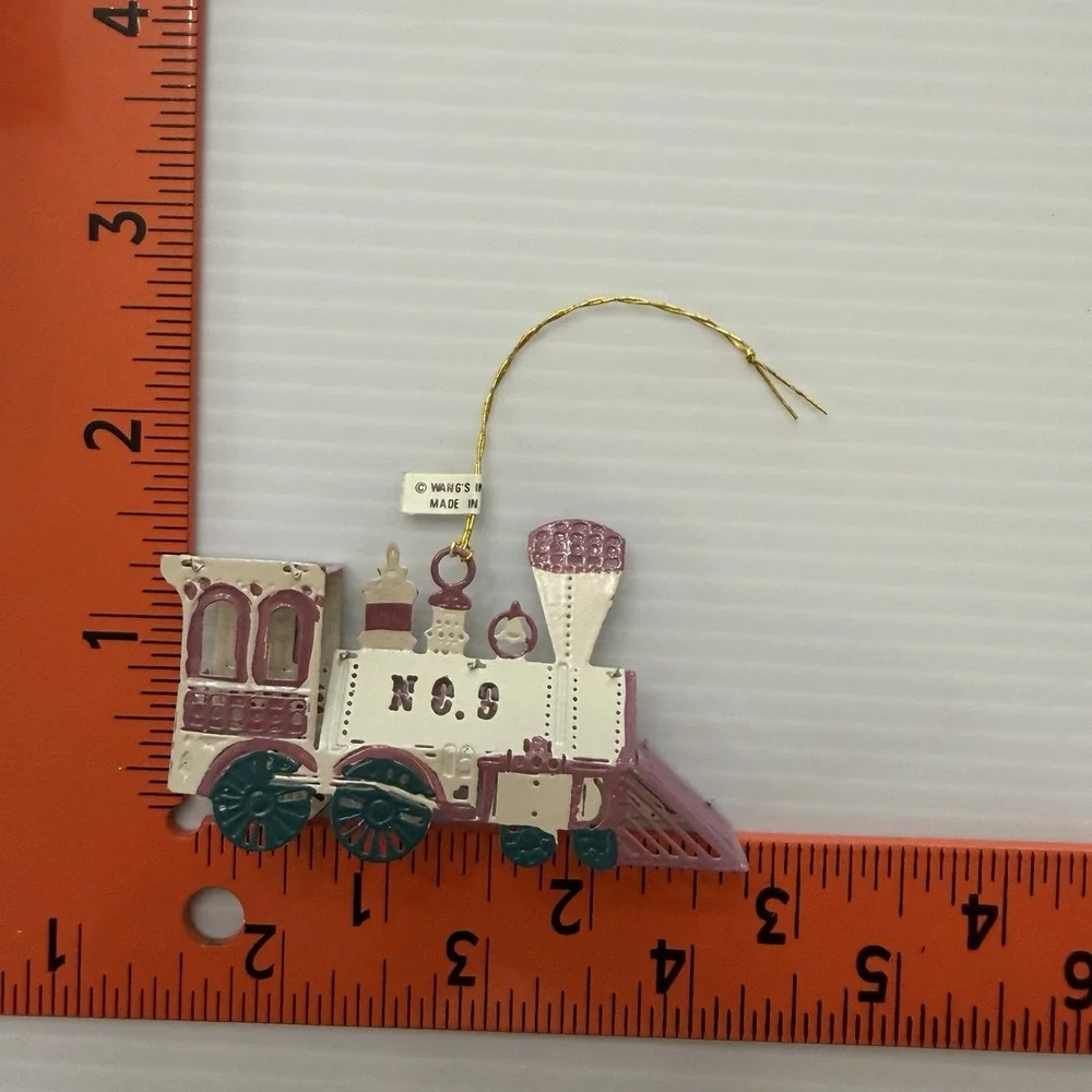 Vintage 1989 Wants International Metal Christmas Ornament Lot Train Carriage